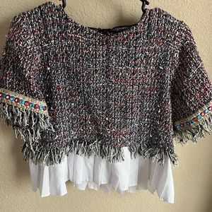 Zara tweed peplum blouse